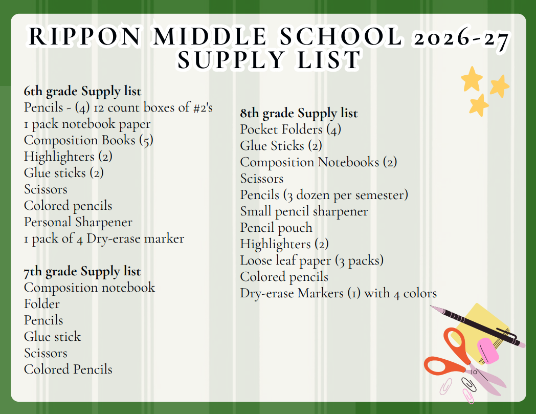 School Supply List English 2026-27 School Year