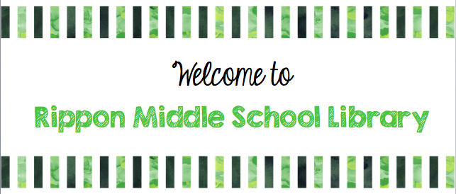 Green banner with the words Welcome to Rippon Middle Library